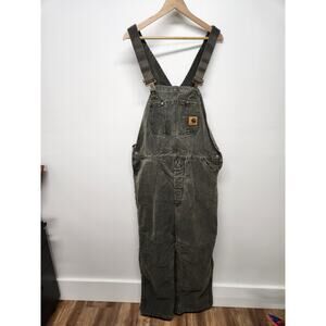 Vintage Carhartt Men's Standstone Duck Bib Overalls R 27 MOS Size 42x32 (40x31)